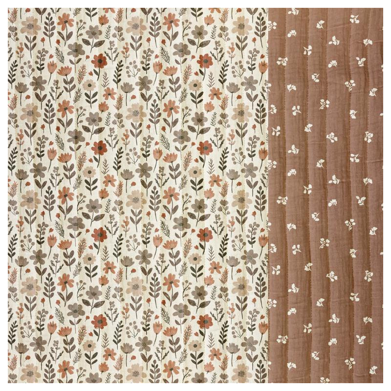 Printed Quilted Double Gauze MADDY / BABETH White / Chestnut